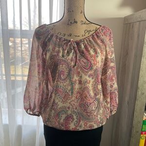 Vintage Pink paisley chiffon blouse
